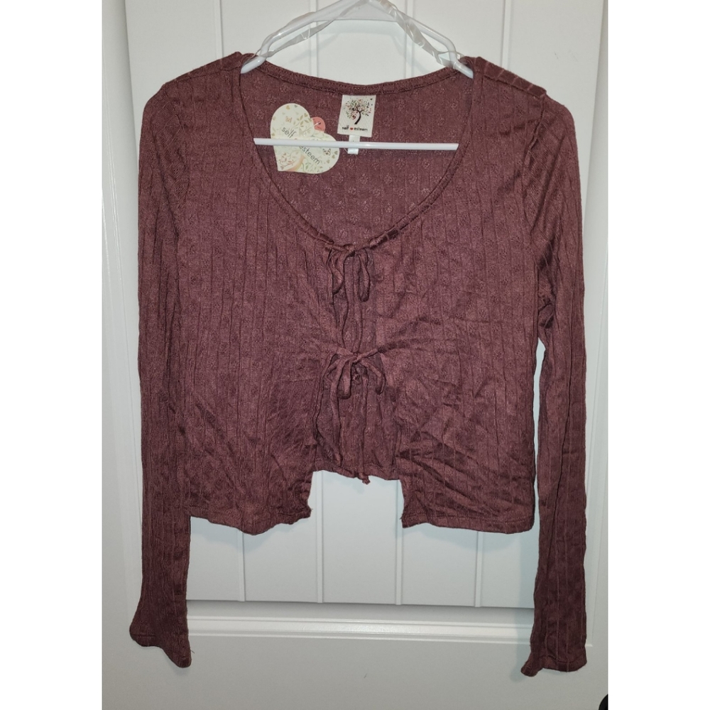 Self Esteem ribbed tie top large mauve NEW NWT 90's style